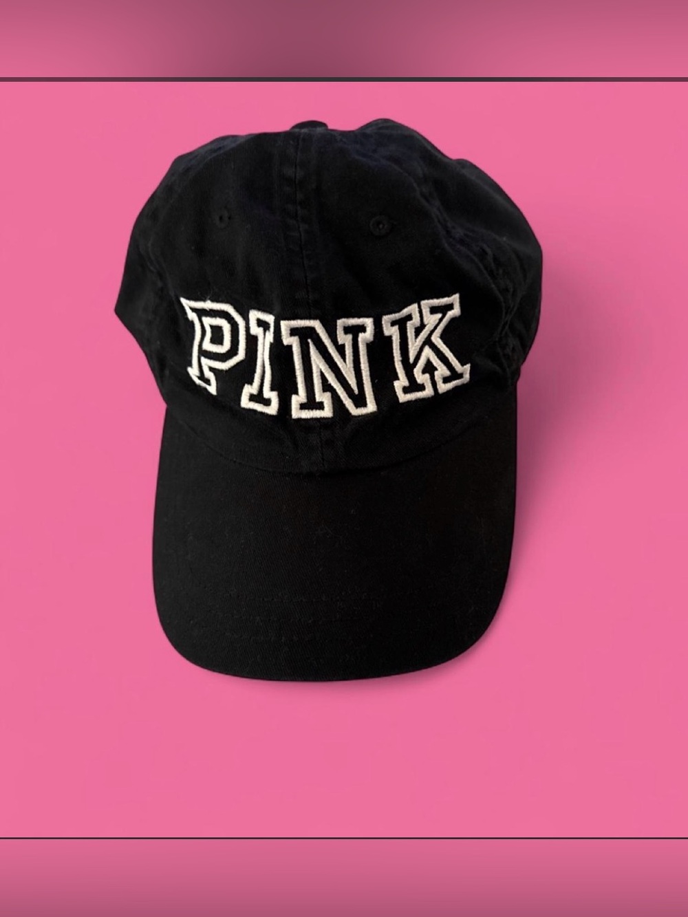 PINK Victoria's Secret Small Black Logo Baseball Cap